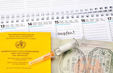 Aşı sertifikası ve pasaport takvimdeki aşı tarihi