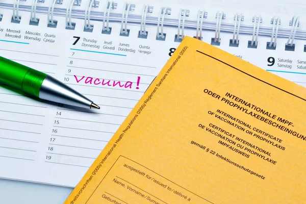 Календар Одним Днем Вакцинації Сертифікації Вакцинації Ісп — стокове фото