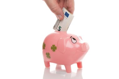 Pink money pigg with Euro clipart