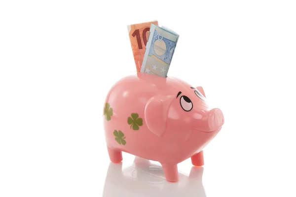 Pink money pigg with Euro — Stock Photo, Image