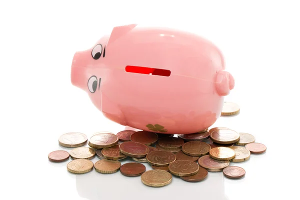 Pink money pigg with Euro — Stock Photo, Image