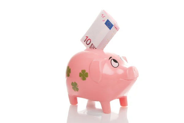 Pink money pigg with Euro — Stock Photo, Image
