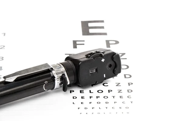 Ophthalmoscope üzerinde bir vizyon testtir — Stok fotoğraf