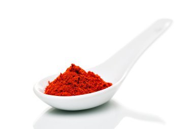 Paprika (Capsicum) powder on a spoons clipart
