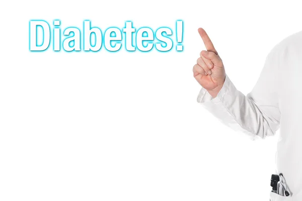Доктор вказує на назву (діабет ) — стокове фото