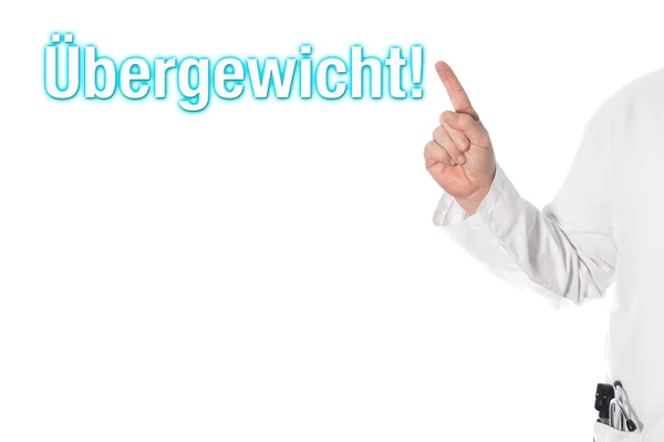 Arzt zeigt auf einen Titel (Übergewicht)) — Stockfoto