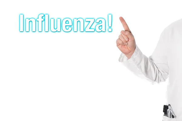 Доктор вказує на назву (Influenza ) — стокове фото