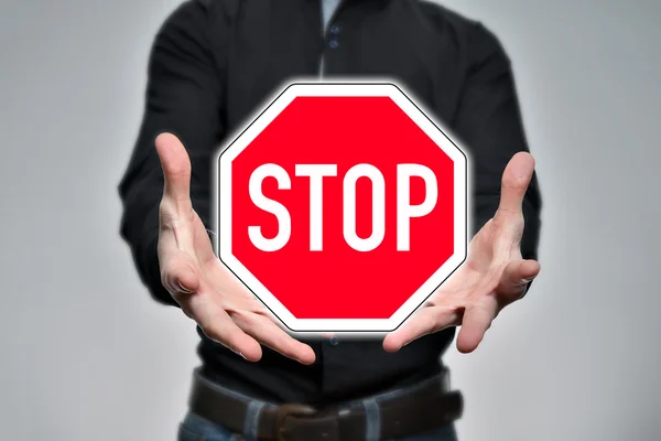 Stoppschild, Verkehrsschild, Werbetafel — Stockfoto