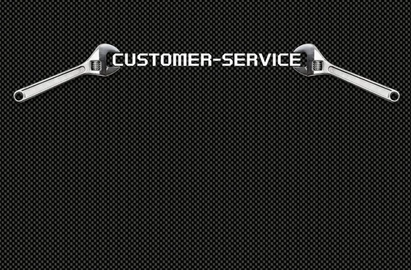 Wrench holds lettering, customer service — Stock Photo, Image
