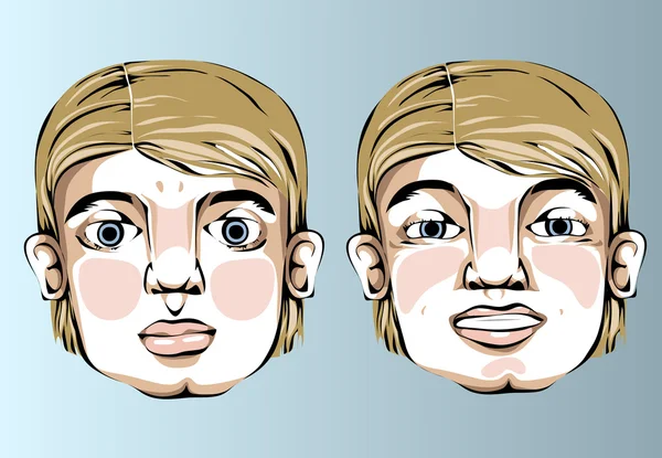 Verschillende gezichtsuitdrukkingen van een man — Stockvector
