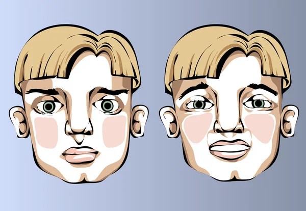 Different facial expressions of a man — Stock Vector