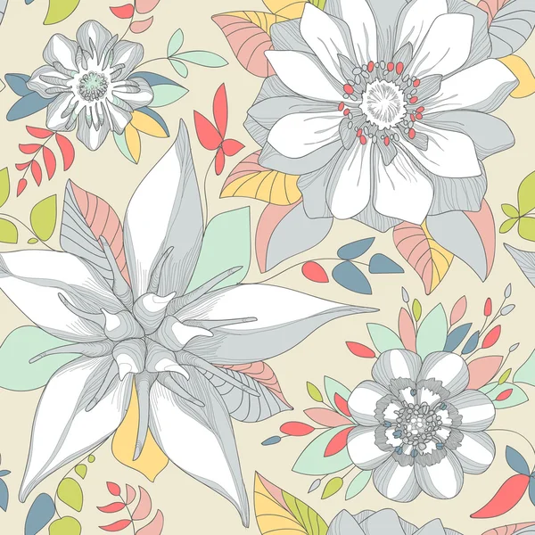 Hermoso patrón floral elegante — Vector de stock