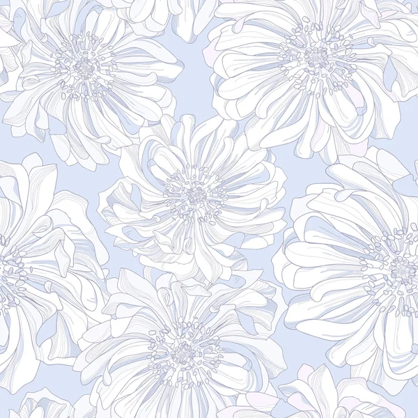 Seamless pattern of botanical flowers and petals. — Stock Vector