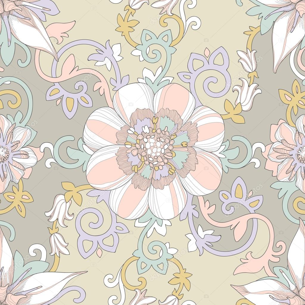 Beautiful elegant floral pattern in pastel colors