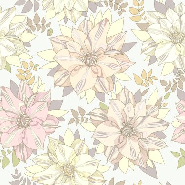 Botanik çiçek ve yaprakları seamless modeli.