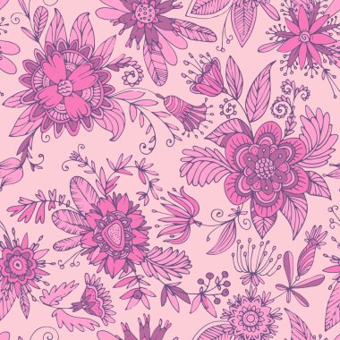 Botanik çiçek ve yaprakları seamless modeli.