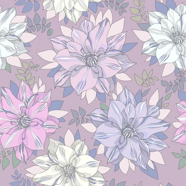 Seamless pattern of botanical flowers and petals. — Stock Vector