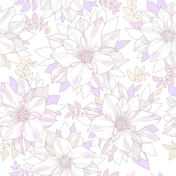 Seamless pattern of botanical flowers and petals. — Stock Vector