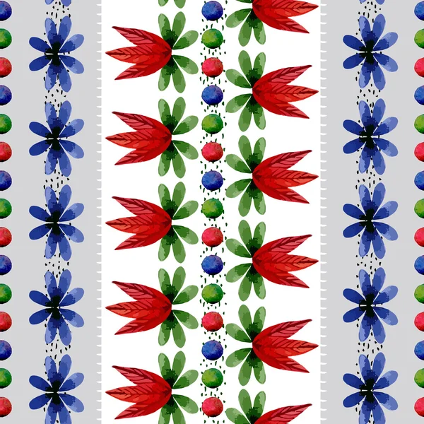 Naadloos patroon met aquarelbloemen en bladeren Rechtenvrije Stockillustraties