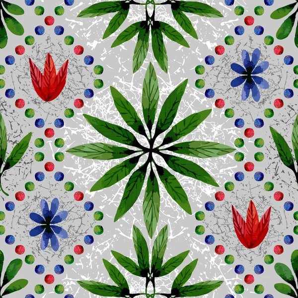 Naadloos patroon met aquarelbloemen en bladeren Stockillustratie