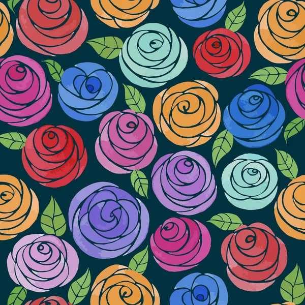 Padrão sem costura com aquarela rosas bonitos — Vetor de Stock