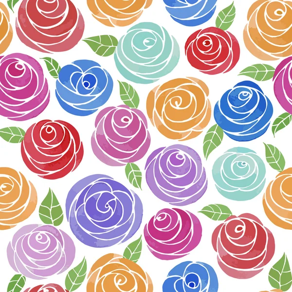 水彩のかわいいバラのシームレス パターン ストックイラスト