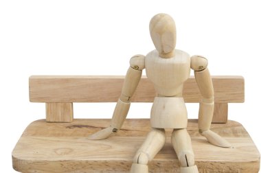 adam oturup tezgah ahşap kukla duygu duygu 