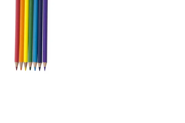 Kleur kleurrijke potlood achtergrondkleur inline regenboog — Stockfoto