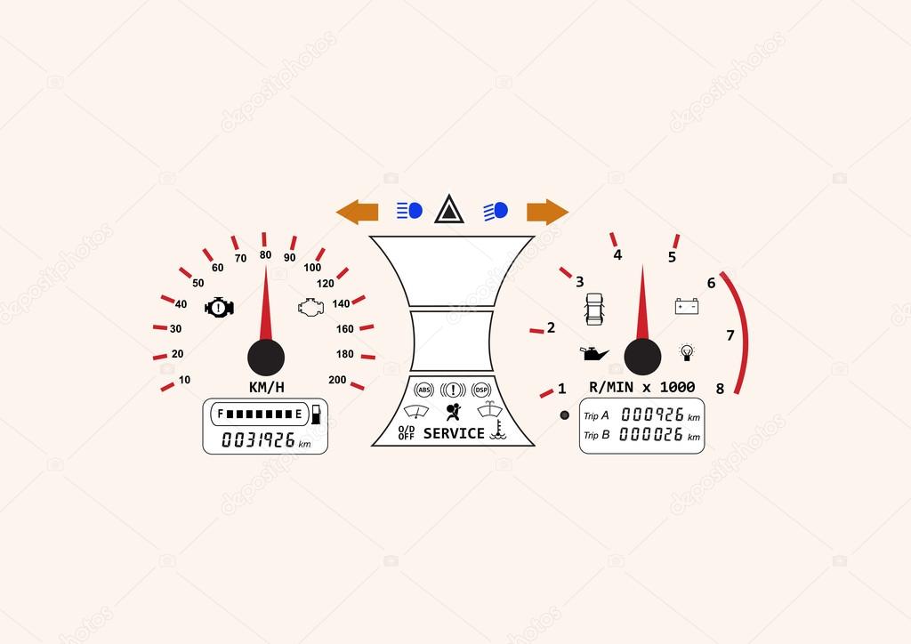 automotive icon car dashboard vehicle speedometer concept