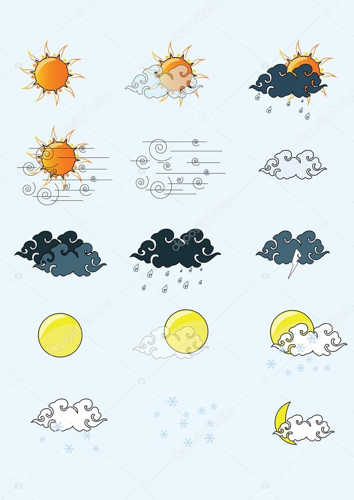 vector icon sun cloud weather illustrator concept