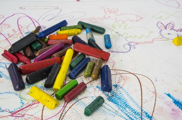 Drawing children child coloring colorful crayon paint concept — Stock Photo, Image