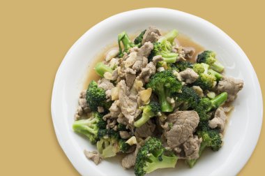 Gıda karıştırın kızarmış sebze Asya et domuz brokoli kavramı