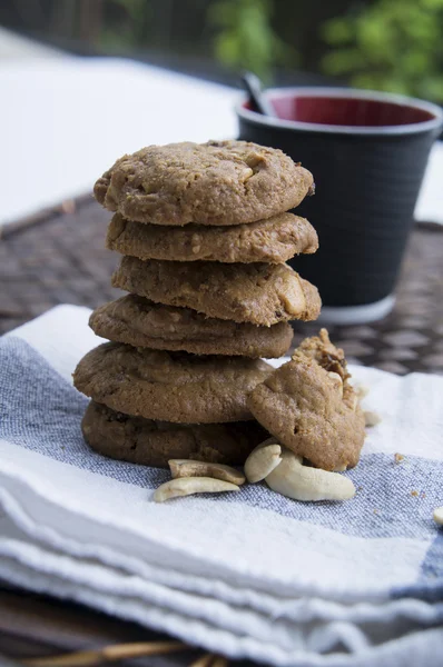 Galleta galleta al horno desayuno comida anacardo concepto de café — Foto de Stock