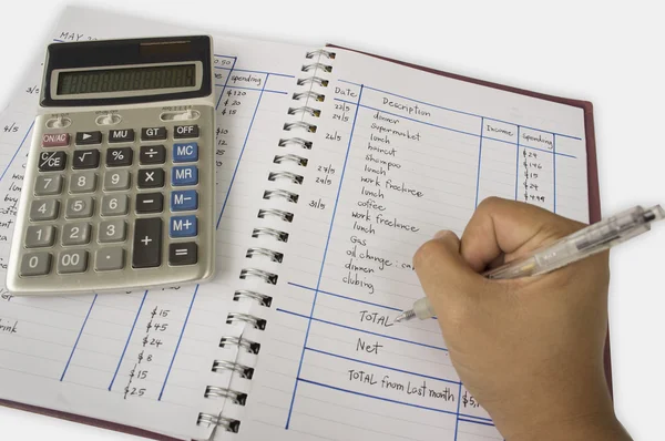 Accounting add number surplus calculator calculation concept — Stock Photo, Image