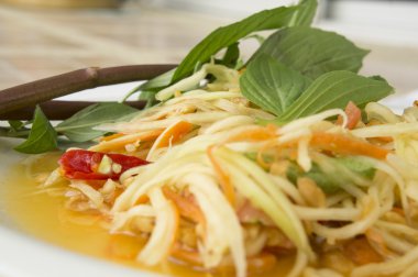 Papaya salatası Tay geleneği sağlıklı sebze kavramı