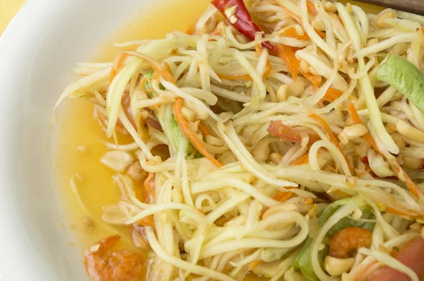 Salada de mamão tradição tailandesa conceito vegetal saudável — Fotografia de Stock