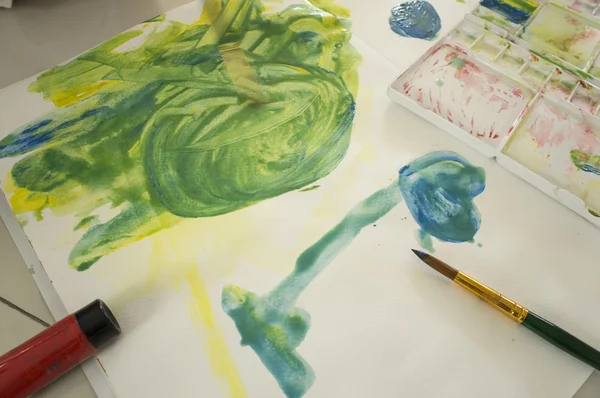 Kunst Aquarell Bildung Kinder spielen Spaß Konzept — Stockfoto