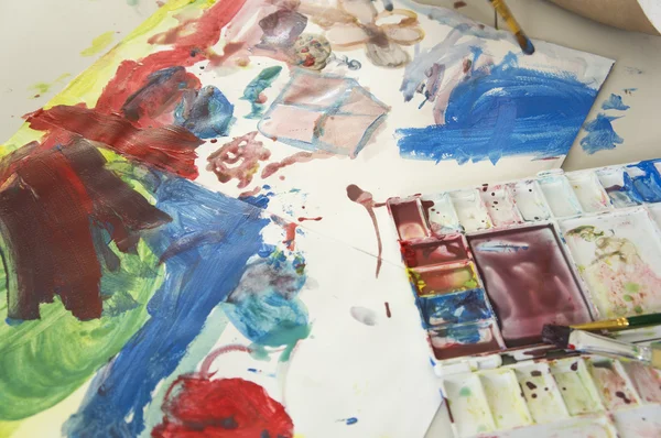 Kunst Aquarell Bildung Kinder spielen Spaß Konzept — Stockfoto