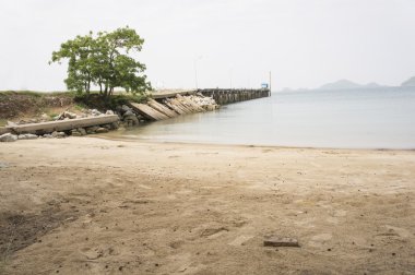 Plaj pier manzara arka plan seyahat güneşli kavramı