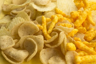 patates cipsi şişman kolesterol tuzlu önemsiz fast food kavramı