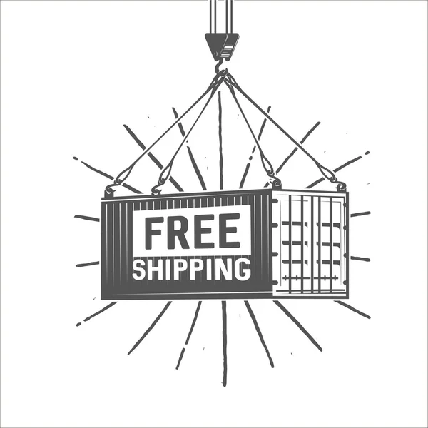 Free shipping illustration. Crane lifts a container with cargo. — Stock Photo, Image