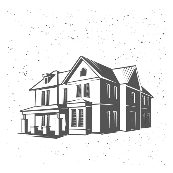 Vektor house silhouette illustration, svart och vitt — Stockfoto