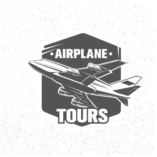 Monochroom vector vliegtuig reizen logo, afbeelding, pictogram. — Stockfoto