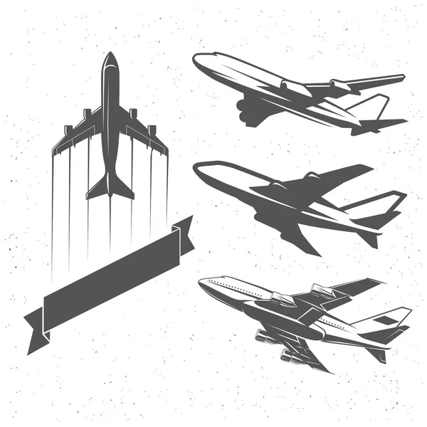 Vintage airplane symbols, illustrations. Aviation stamps vector — Stock Photo, Image