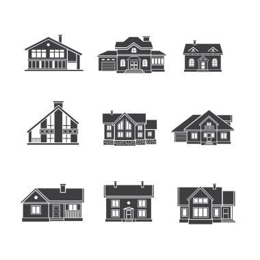 evler. simgeler kümesi. Emlak.