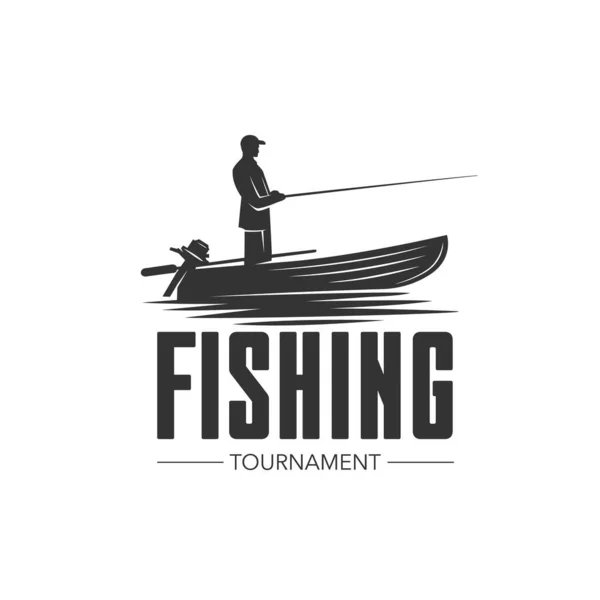 Balıkçılık Teması Üzerine Tasarlanmış Bir Balık Logosu Olan Tek Renkli — Stok Vektör