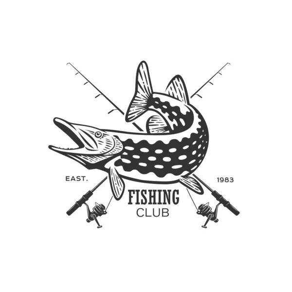 Illustration Monochrome Avec Logo Poisson Pour Conception Sur Thème Pêche — Image vectorielle