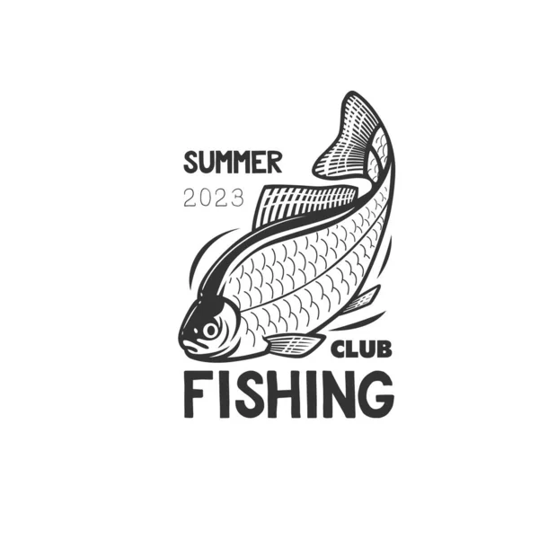 Ilustración Monocromática Con Logotipo Pescado Para Diseño Tema Pesca — Vector de stock