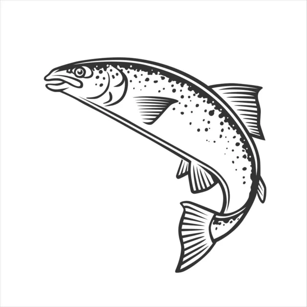 Ilustração Monocromática Com Peixe Para Design Sobre Tema Pesca — Vetor de Stock