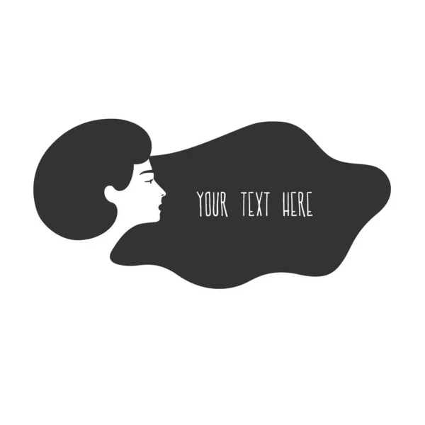 雲の髪の女性 白黒ベクトルオブジェクト — ストックベクタ